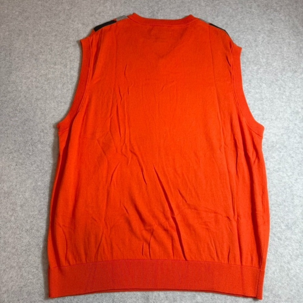 PGA Tour Mens Classic Argyle Golf Sweater Vest Orange V-Neck XL RN37763 - Picture 4 of 8